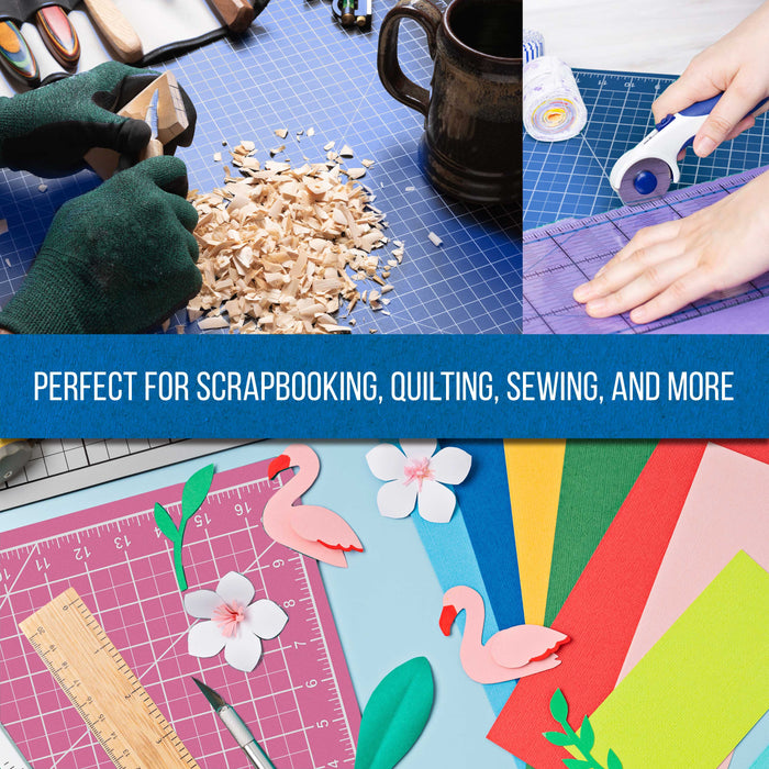 9" x 12" Self-Healing Cutting Mat 5-Ply - Double-Sided Pink/Blue Craft Mat, Non-Slip Cutting Mats for Crafts, Sewing, Quilting, Scrapbooking