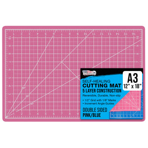 12" x 18" Self-Healing Cutting Mat 5-Ply - Double-Sided Pink/Blue Craft Mat, Non-Slip Cutting Mats for Crafts, Sewing, Quilting, Scrapbooking