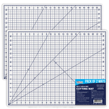 18" x 24" Self-Healing Cutting Mat 5-Ply (2 Pack) - Double-Sided White/Blue Craft Mat, Non-Slip Cutting Mats for Crafts, Sewing, Quilting, Scrapbooking