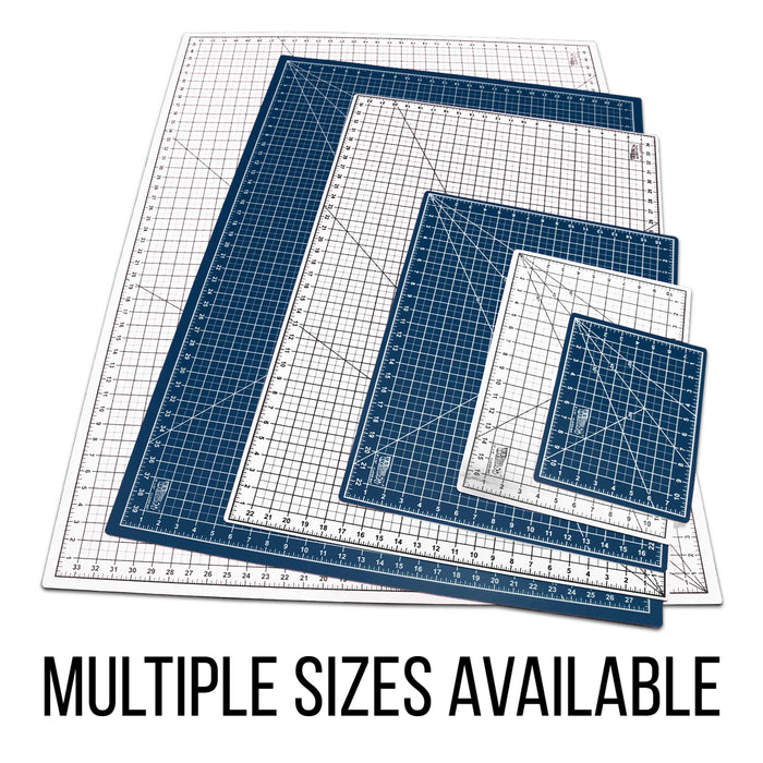 18" x 24" White/Blue Professional Self Healing 5-6 Layer Double Sided Durable Non-Slip Cutting Mat - Pack of 2