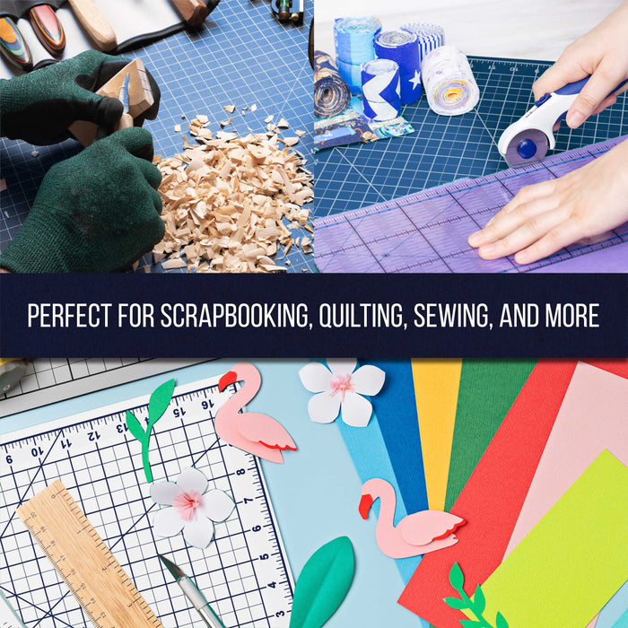 18" x 24" Self-Healing Cutting Mat 5-Ply - Double-Sided White/Blue Craft Mat, Non-Slip Cutting Mats for Crafts, Sewing, Quilting, Scrapbooking