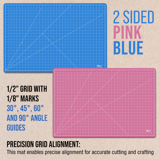 24" x 36" Self-Healing Cutting Mat 5-Ply - Double-Sided Pink/Blue Craft Mat, Non-Slip Cutting Mats for Crafts, Sewing, Quilting, Scrapbooking