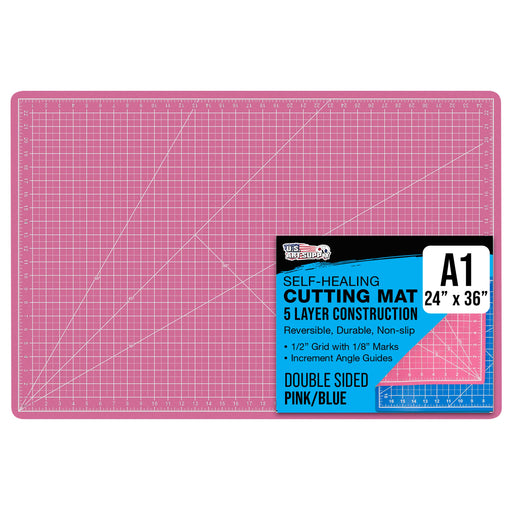 24" x 36" Self-Healing Cutting Mat 5-Ply - Double-Sided Pink/Blue Craft Mat, Non-Slip Cutting Mats for Crafts, Sewing, Quilting, Scrapbooking