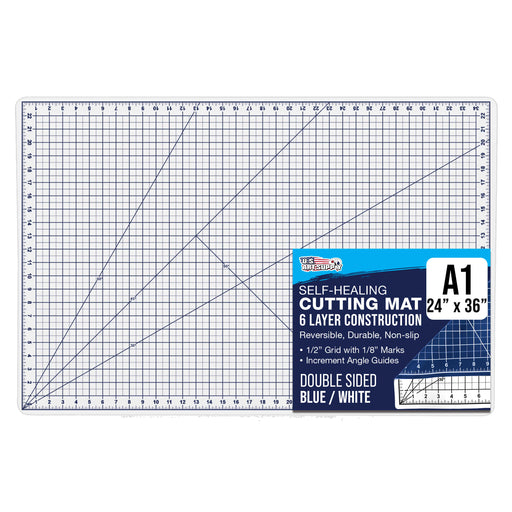 24" x 36" White/Blue Professional Self Healing 5-6 Layer Double Sided Durable Non-Slip Cutting Mat Great for Scrapbooking, Quilting, Sewing