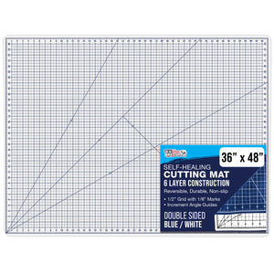36" x 48" Self-Healing Cutting Mat 5-Ply - Double-Sided White/Blue Craft Mat, Non-Slip Cutting Mats for Crafts, Sewing, Quilting, Scrapbooking