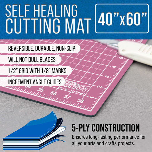 40" x 60" Pink/Blue Professional Self Healing 5-Ply Double Sided Durable Non-Slip Cutting Mat Great for Scrapbooking Quilting Sewing Arts & Crafts
