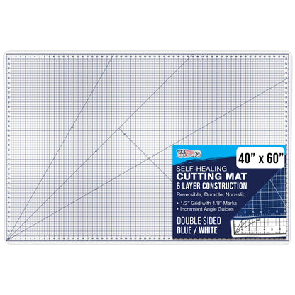 40" x 60" Self-Healing Cutting Mat 5-Ply - Double-Sided White/Blue Craft Mat, Non-Slip Cutting Mats for Crafts, Sewing, Quilting, Scrapbooking