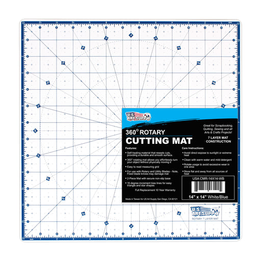 13.5" x 13.5" Rotary White/Blue High Contrast Professional Self Healing 7-Layer Durable Non-Slip Cutting Mat Great for Scrapbooking, Quilting