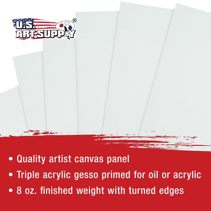 Multi-Pack 6-Ea of 5 x 7, 8 x 10, 9 x 12, 11 x 14 inch. Professional Quality Medium Artist Canvas Panel Assortment Pack (24 Total Panels)