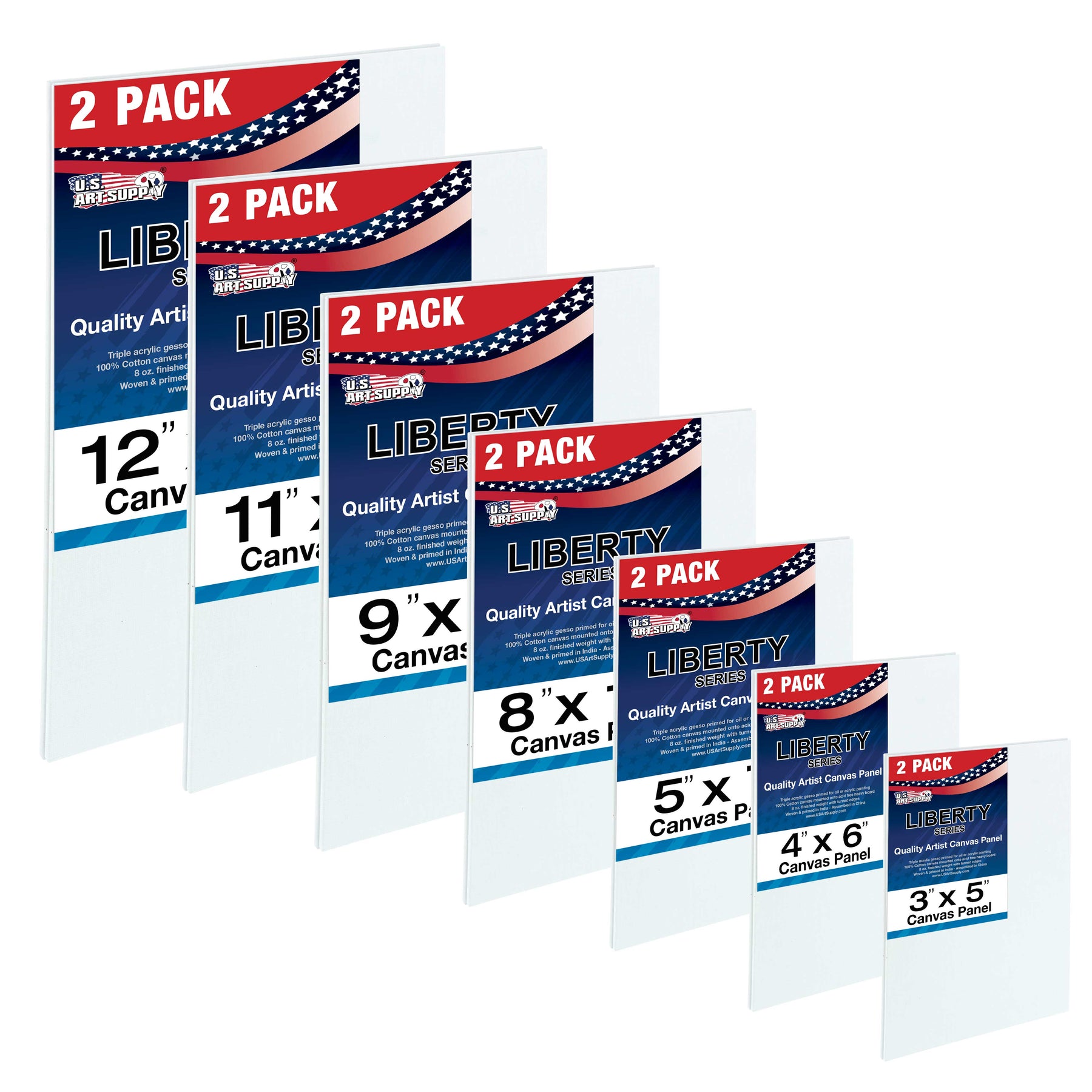 Canvas Panels 4x4 Inch 12-Pack, 10 oz Triple Primed Acid-Free 100