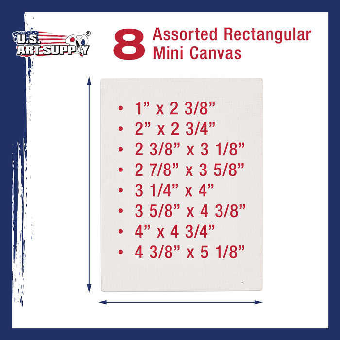 8 Mini Stretched Canvases 10oz Variety Rectangular Assortment - 1x2-3/8, 2x2-3/4, 2-3/8x3-1/8, 2-7/8x3-5/8, 3-1/4x4, 3-5/8x4-3/8, 4x4-3/4, 4-3/8x5-1/8
