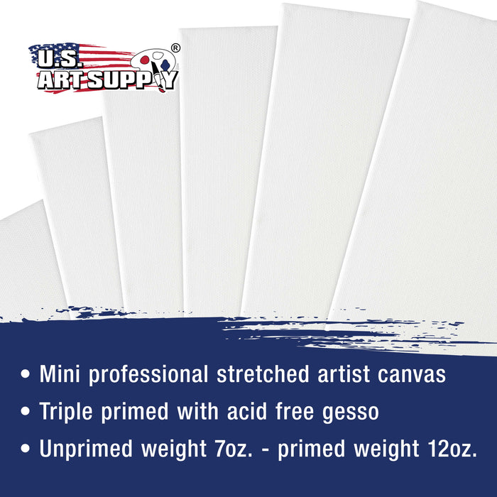 8 Mini Stretched Canvases 10oz Variety Rectangular Assortment - 1x2-3/8, 2x2-3/4, 2-3/8x3-1/8, 2-7/8x3-5/8, 3-1/4x4, 3-5/8x4-3/8, 4x4-3/4, 4-3/8x5-1/8