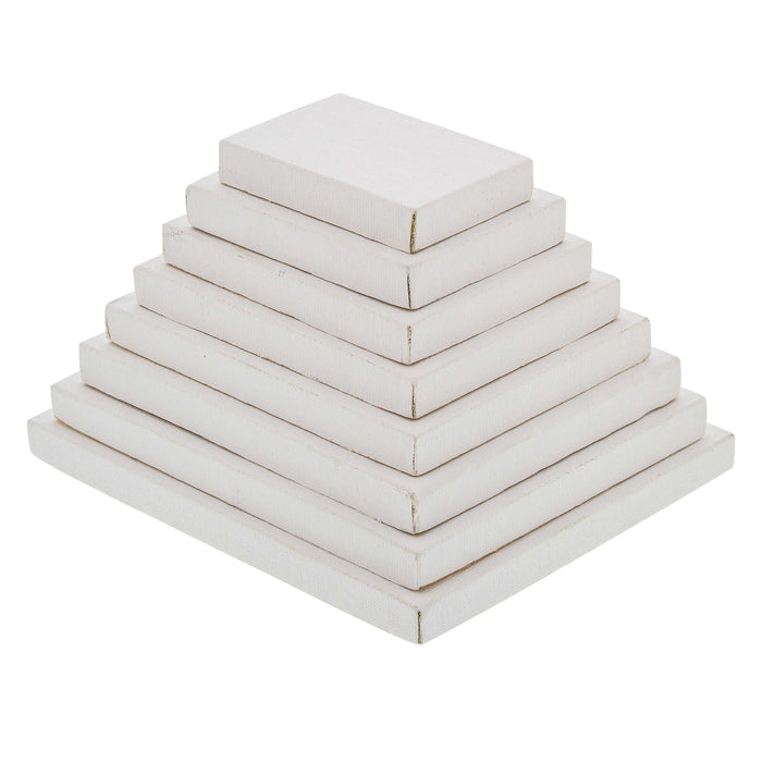 8 Mini Stretched Canvases 10oz Variety Rectangular Assortment - 1x2-3/8, 2x2-3/4, 2-3/8x3-1/8, 2-7/8x3-5/8, 3-1/4x4, 3-5/8x4-3/8, 4x4-3/4, 4-3/8x5-1/8