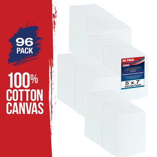5 X 7 Inch Professional Art Canvas Board Panels 96 Pack - 8 Ounce Heavyweight Cotton Acid Free Canvases for Painting Acrylics and Watercolor (1 Case of 96 Single Canvas Painting Panels)