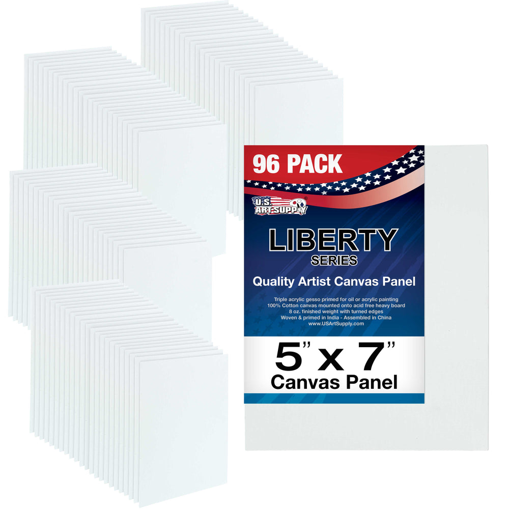 US Art Supply 5 x 7 inch Professional Artist Quality Acid Free Canvas Panels 96 Pack (1 Full Case of 96 Single Canvas Panels)