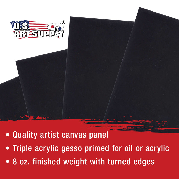 5" x 7" Black Professional Artist Quality Acid Free Canvas Panel Boards for Painting 6-Pack