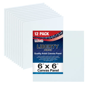 6 X 6 Inch Professional Art Canvas Board Panels 12 Pack - 8 Ounce Heavyweight Cotton Acid Free Canvases for Painting Acrylics and Watercolor (1 Case of 12 Single Canvas Painting Panels)