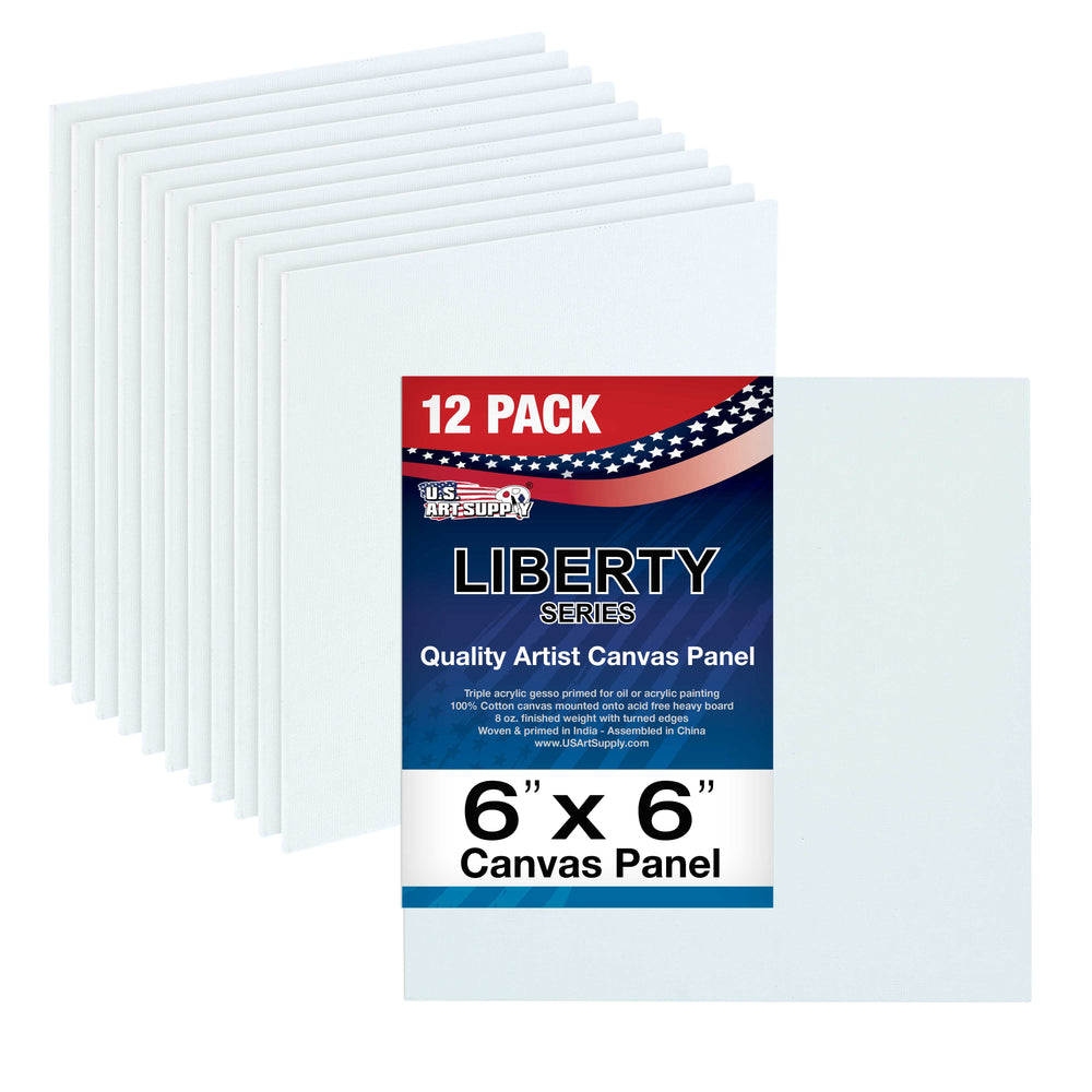 6 X 6 Inch Professional Art Canvas Board Panels 12 Pack - 8 Ounce Heavyweight Cotton Acid Free Canvases for Painting Acrylics and Watercolor (1 Case of 12 Single Canvas Painting Panels)