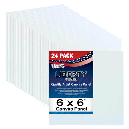 6 X 6 Inch Professional Art Canvas Board Panels 24 Pack - 8 Ounce Heavyweight Cotton Acid Free Canvases for Painting Acrylics and Watercolor (1 Case of 24 Single Canvas Painting Panels)