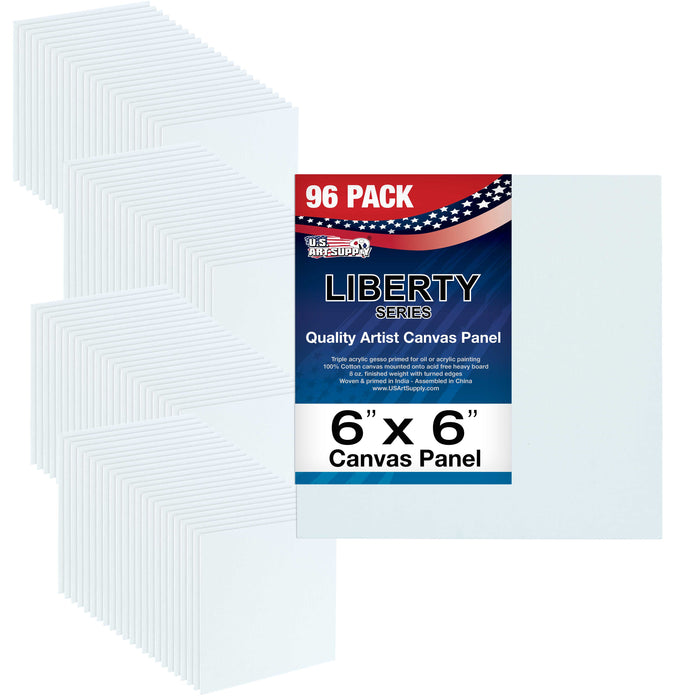 6 X 6 Inch Professional Art Canvas Board Panels 96 Pack - 8 Ounce Heavyweight Cotton Acid Free Canvases for Painting Acrylics and Watercolor (1 Case of 96 Single Canvas Painting Panels)
