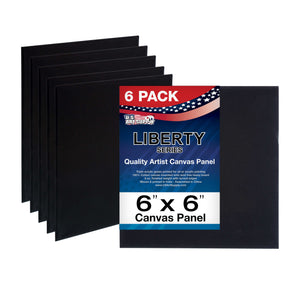 6 X 6 Inch Black Professional Art Canvas Board Panels 6 Pack - 8 Ounce Heavyweight Cotton Acid Free Canvases for Painting Acrylics and Watercolor (1 Case of 6 Single Canvas Painting Panels)