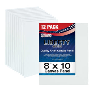 8 X 10 Inch Professional Art Canvas Board Panels 12 Pack - 8 Ounce Heavyweight Cotton Acid Free Canvases for Painting Acrylics and Watercolor (1 Case of 12 Single Canvas Painting Panels)