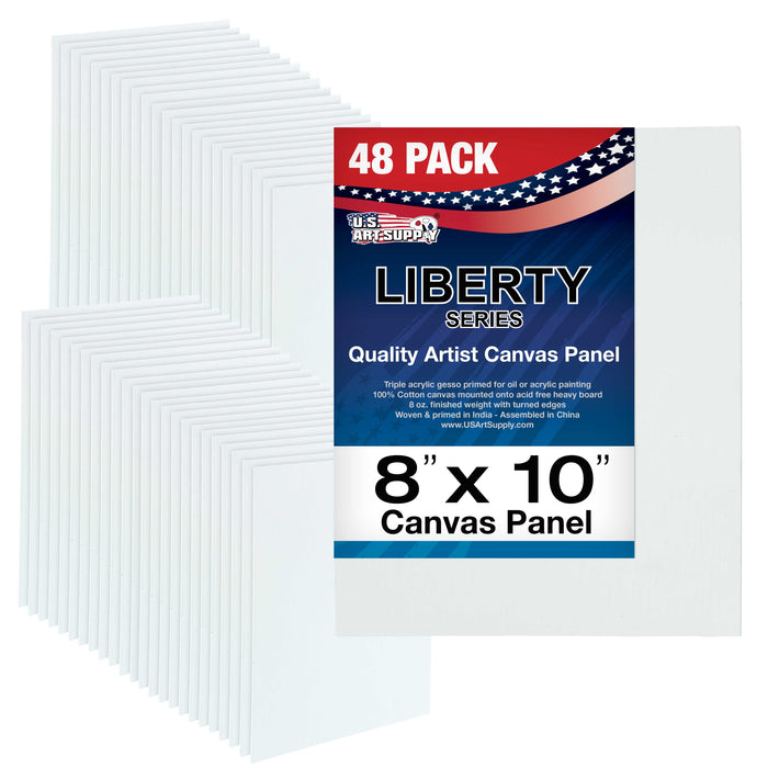 8 X 10 Inch Professional Art Canvas Board Panels 48 Pack - 8 Ounce Heavyweight Cotton Acid Free Canvases for Painting Acrylics and Watercolor (1 Case of 48 Single Canvas Painting Panels)