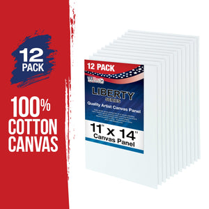 11 X 14 Inch Professional Art Canvas Board Panels 12 Pack - 8 Ounce Heavyweight Cotton Acid Free Canvases for Painting Acrylics and Watercolor (1 Case of 12 Single Canvas Painting Panels)