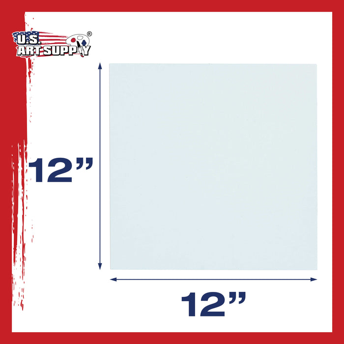 12 X 12 Inch Professional Art Canvas Board Panels 12 Pack - 8 Ounce Heavyweight Cotton Acid Free Canvases for Painting Acrylics and Watercolor (1 Case of 12 Single Canvas Painting Panels)