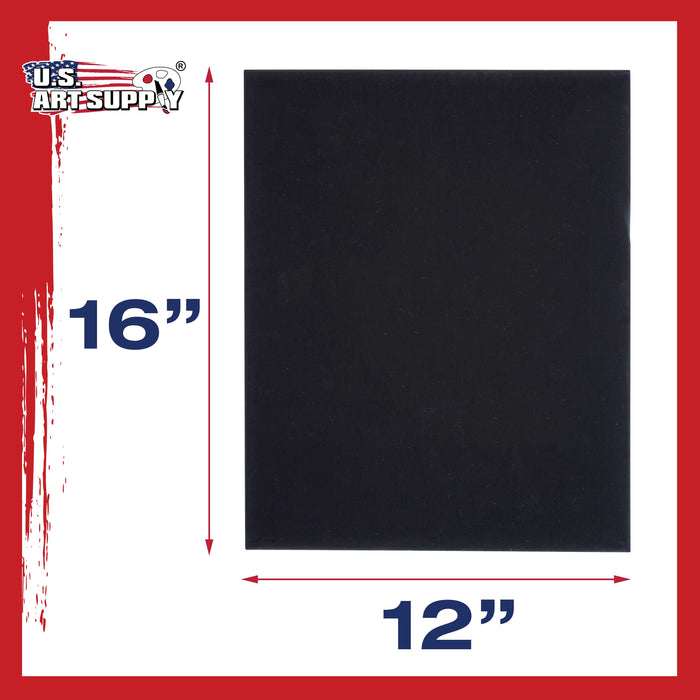 12" x 16" Black Professional Artist Quality Acid Free Canvas Panel Boards for Painting 6-Pack