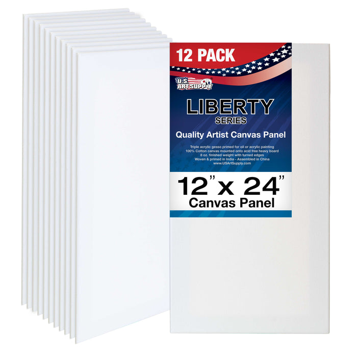 12" x 24" Professional Artist Quality Acid Free Canvas Panel Boards for Painting 12-Pack