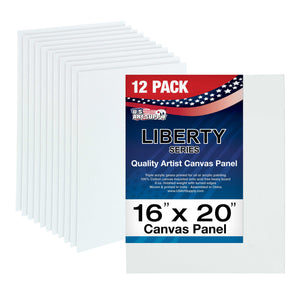 16 X 20 Inch Professional Art Canvas Board Panels 12 Pack - 8 Ounce Heavyweight Cotton Acid Free Canvases for Painting Acrylics and Watercolor (1 Case of 12 Single Canvas Painting Panels)