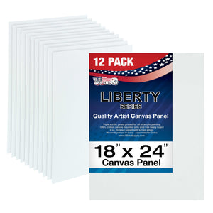 18 X 24 Inch Professional Art Canvas Board Panels 12 Pack - 8 Ounce Heavyweight Cotton Acid Free Canvases for Painting Acrylics and Watercolor (1 Case of 12 Single Canvas Painting Panels)