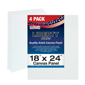 18 X 24 Inch Professional Art Canvas Board Panels 4 Pack - 8 Ounce Heavyweight Cotton Acid Free Canvases for Painting Acrylics and Watercolor (1 Case of 4 Single Canvas Painting Panels)