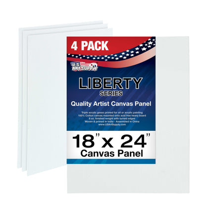 18 X 24 Inch Professional Art Canvas Board Panels 4 Pack - 8 Ounce Heavyweight Cotton Acid Free Canvases for Painting Acrylics and Watercolor (1 Case of 4 Single Canvas Painting Panels)
