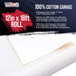 12-Ounce Triple Primed Gesso 12" Wide x 18' Long (6 Yards), 100% Cotton, Acid-Free - Unstretched Canvas Rolls for Painting, Oil & Acrylic, Murals - Cut To Frame Size