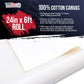 12-Ounce Triple Primed Gesso 24" Wide x 6' Long (2 Yards), 100% Cotton, Acid-Free - Unstretched Canvas Rolls for Painting, Oil & Acrylic, Murals - Cut To Frame Size