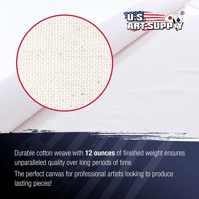 U.S. Art Supply 12-Ounce Triple Primed Gesso 36" Wide x 6' Long (2 Yards), 100% Cotton, Acid-Free - Unstretched Canvas Rolls for Painting, Oil & Acrylic, Murals - Cut To Frame Size