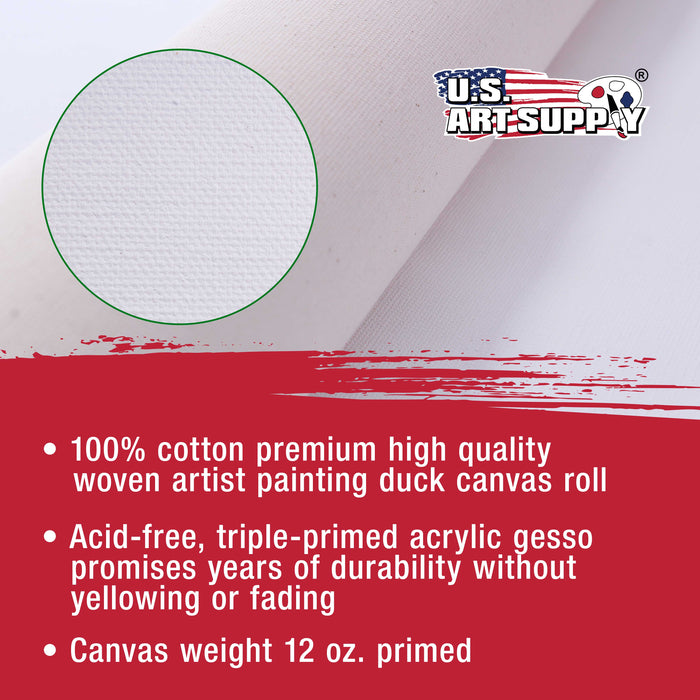 U.S. Art Supply 63" Wide x 6 Yards (18 Feet) Long Unstretched Canvas Roll - 100% Cotton, 12-Ounce Triple Primed Gesso, Acid-Free, Oil Acrylic Painting