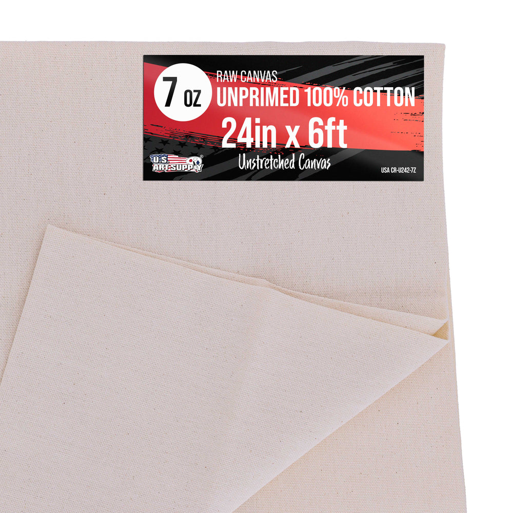 7-Ounce Unprimed Canvas Roll, 24" Wide x 6' Long (2 Yards) - 100% Cotton, Woven, Acid-Free - Unstretched Canvas Rolls for Painting, Murals, & DIY Crafts