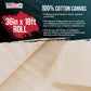 7-Ounce Unprimed 36" Wide x 6 Yards (18 Feet) Long Unstretched Canvas Roll - 100% Cotton, Woven - Oil & Acrylic Painting, Murals