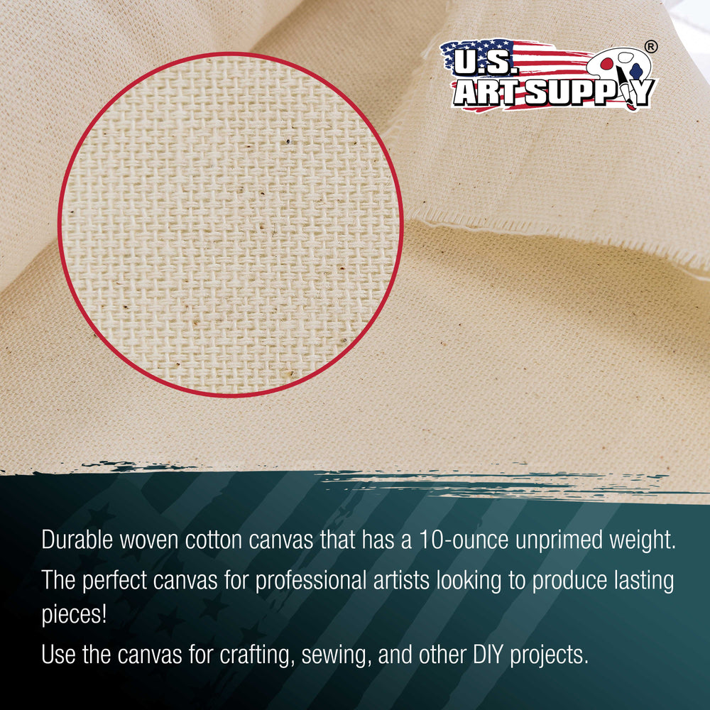 U.S. Art Supply 10-Ounce Unprimed Canvas Roll, 63" Wide x 18' Long (6 Yards) - 100% Cotton, Woven, Acid-Free - Unstretched Canvas Rolls for Painting, Murals, & DIY Crafts