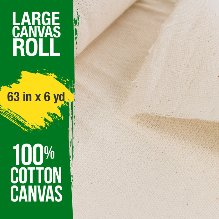 63" Wide x 6 Yard Long Canvas Roll - 100% Cotton 7 Ounce Un-Primed Artist Painting