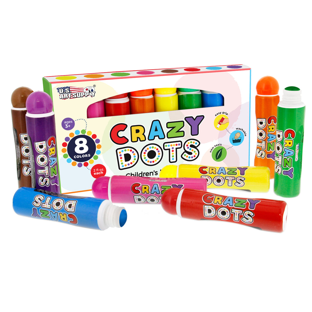 8 Color Crazy Dots Markers - Children's Washable Easy Grip Non-Toxic Paint Marker Daubers