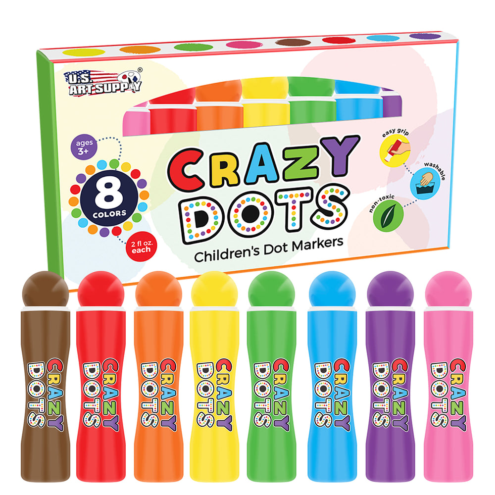 8 Color Crazy Dots Markers - Children's Washable Easy Grip Non-Toxic Paint Marker Daubers