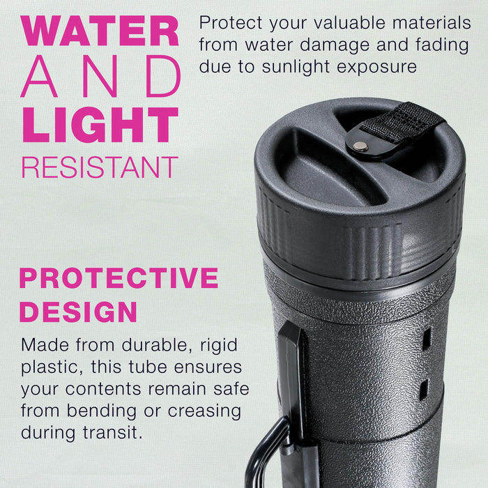 Large Poster Tube - Telescoping Adjustable 31-5/8" to 53-3/4" - Durable 5-1/2" Diameter Storage Tube - Art Poster Carrier Holder & Blueprint Storage Drafting Tube Travel & Protection