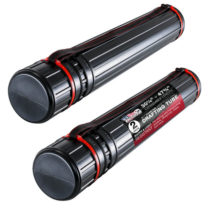 Large Telescoping Drafting Tube (Pack of 2) - 4-7/8" Outside/4-1/2" Inside Diameter, Expands 30-1/4" to 47-3/4", with Shoulder Strap
