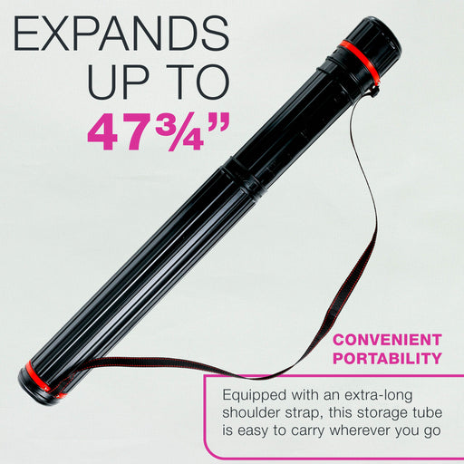 Large Telescoping Drafting Tube (Pack of 2) - 4-7/8" Outside/4-1/2" Inside Diameter, Expands 30-1/4" to 47-3/4", with Shoulder Strap