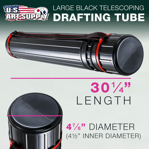 Large Telescoping Drafting Tube - 4-7/8" Outside/4-1/2" Inside Diameter, Expands 30-1/4" to 47-3/4", Durable Protection with Shoulder Strap - Ideal for Posters, Blueprints, Art & More