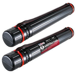 Black Telescoping Drafting Tube (Pack of 2) - 4" Outside/3-3/4" Inside Diameter, Expands 30-1/4" to 52", Durable Protection with Shoulder Strap - Ideal for Posters, Blueprints, Art